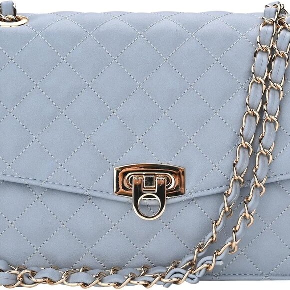 Quilted Shoulder Bag for Women, Medium Flap Crossbody Handbag with Chain Strap, - Picture 1 of 6